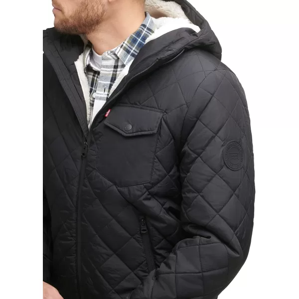 Levis Mens Diamond Quilted Sherpa Lined Bomber JacketBrown