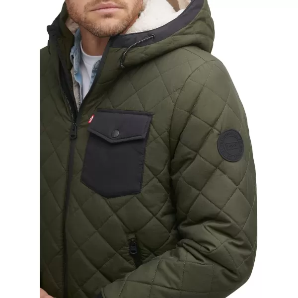 Levis Mens Diamond Quilted Sherpa Lined Bomber JacketCamouflage
