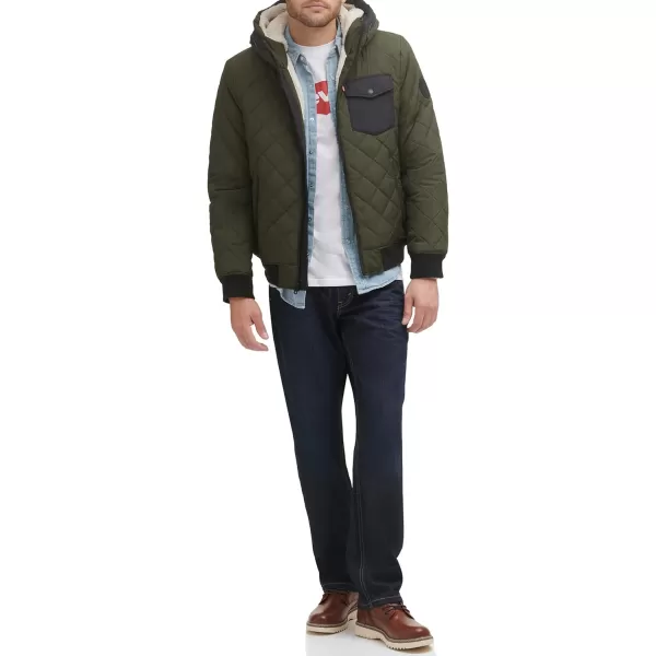 Levis Mens Diamond Quilted Sherpa Lined Bomber JacketCamouflage