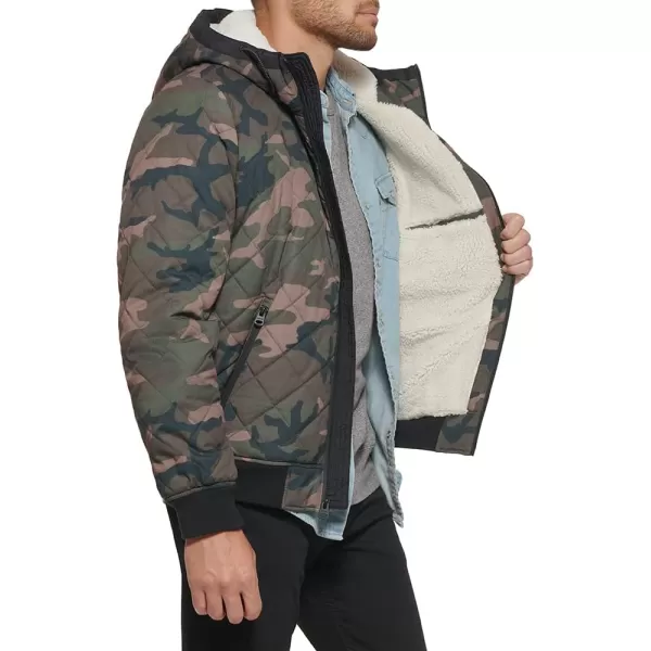 Levis Mens Diamond Quilted Sherpa Lined Bomber JacketDeep Camouflage