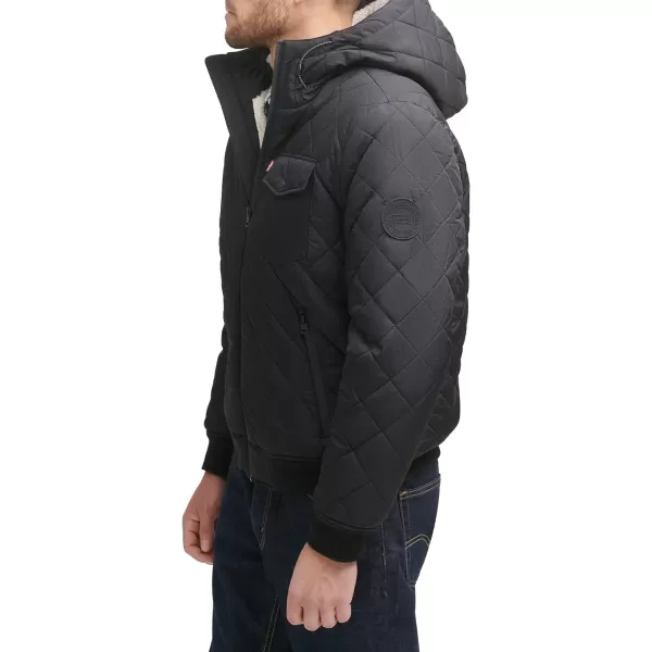 Levis Mens Diamond Quilted Sherpa Lined Bomber JacketNavy