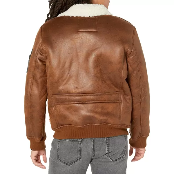 Levis Mens Faux Leather Aviator Bomber Jacket Regular  Big  Tall SizesBrown