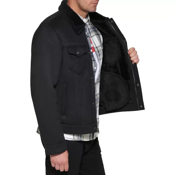 Levis Mens Faux Leather Classic Trucker JacketBlack Faux Shearling