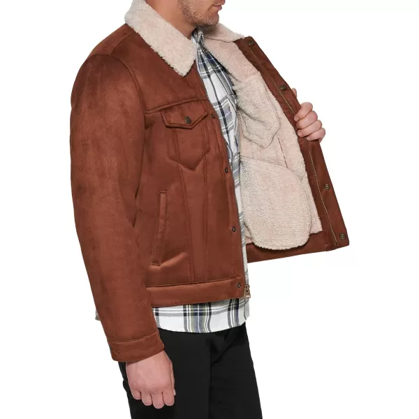 Levis Mens Faux Leather Classic Trucker JacketBrown Faux Shearling