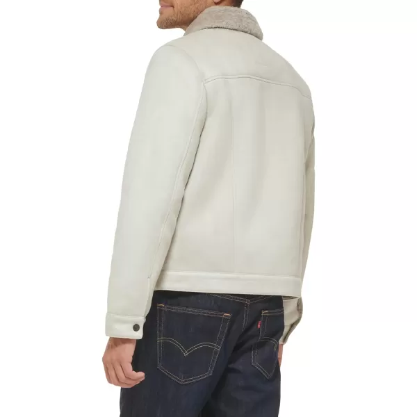 Levis Mens Faux Leather Classic Trucker JacketCream Faux Shearling