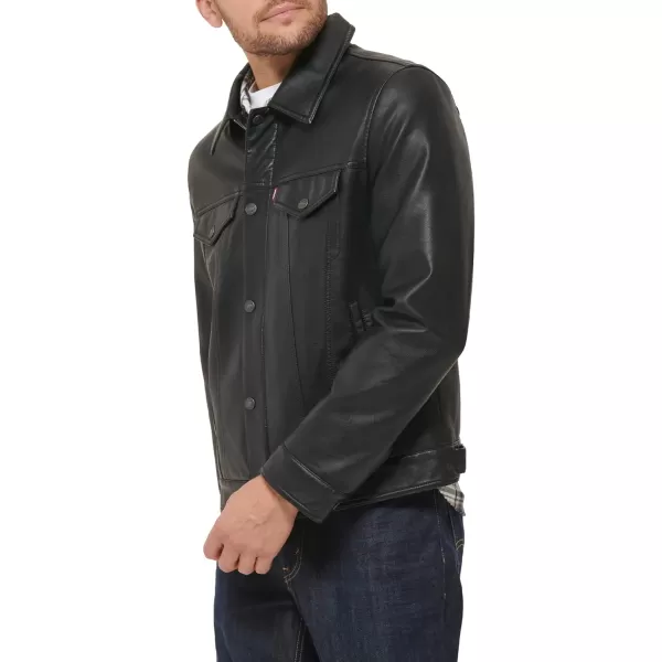 Levis Mens Faux Leather Classic Trucker JacketNew Black