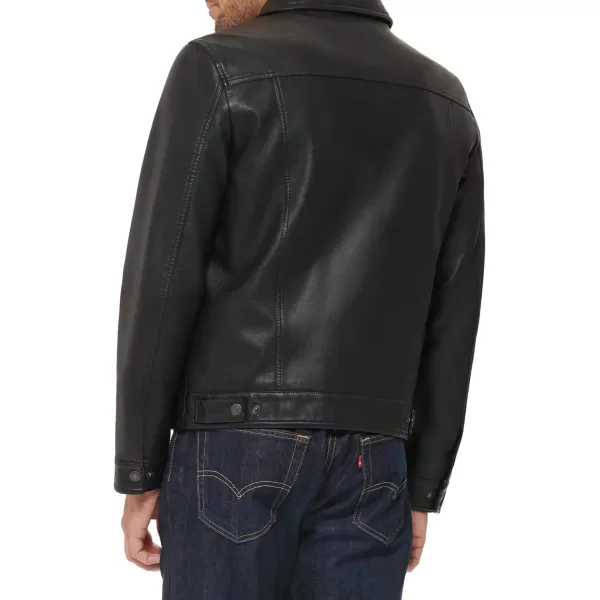 Levis Mens Faux Leather Classic Trucker JacketNew Black