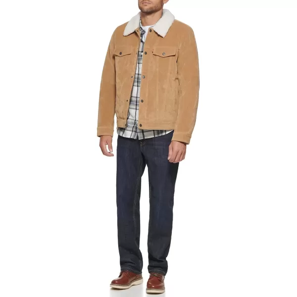 Levis Mens Faux Leather Classic Trucker JacketTan Faux Suede Sherpa
