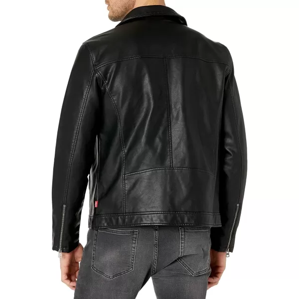Levis Mens Faux Leather Laydown Collar Racer JacketBlack