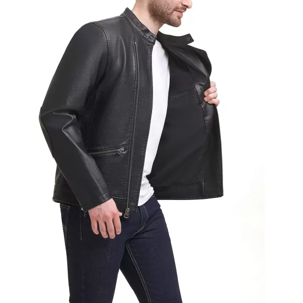 Levis Mens Faux Leather Motorcycle JacketBlack Asymmetrical