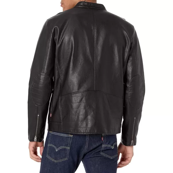 Levis Mens Faux Leather Motorcycle JacketBlack Asymmetrical