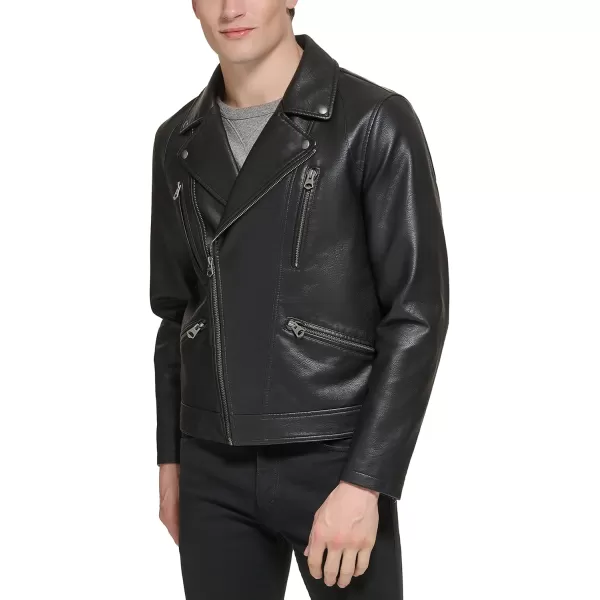 Levis Mens Faux Leather Motorcycle JacketBlack Multi Zip