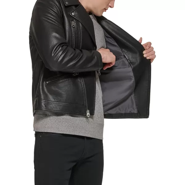 Levis Mens Faux Leather Motorcycle JacketBlack Multi Zip