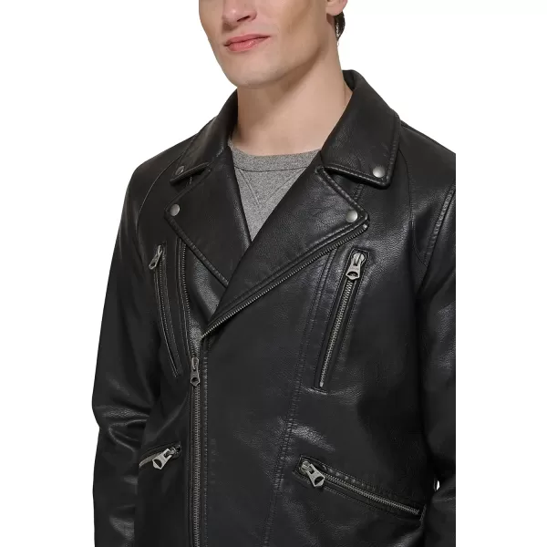 Levis Mens Faux Leather Motorcycle JacketBlack Multi Zip