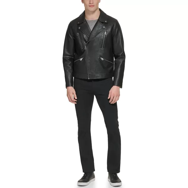 Levis Mens Faux Leather Motorcycle JacketBlack Multi Zip