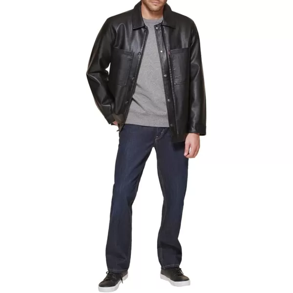 Levis Mens Faux Leather Oversized Shirt JacketBlack
