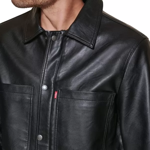 Levis Mens Faux Leather Oversized Shirt JacketBlack