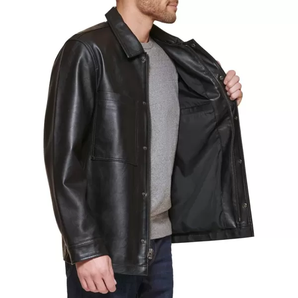 Levis Mens Faux Leather Oversized Shirt JacketBlack