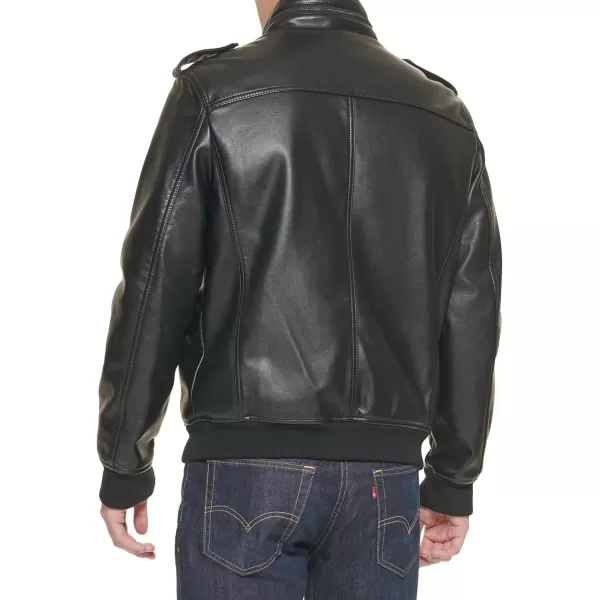 Levis Mens Faux Leather Sherpa Aviator Bomber Jacket Regular amp Big amp Tall SizesBlack