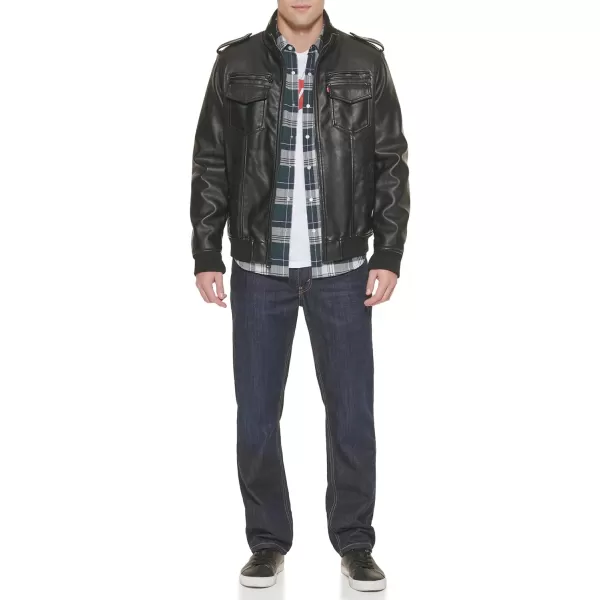 Levis Mens Faux Leather Sherpa Aviator Bomber Jacket Regular amp Big amp Tall SizesBlack