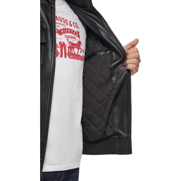 Levis Mens Faux Leather Sherpa Aviator Bomber Jacket Regular amp Big amp Tall SizesDark Black
