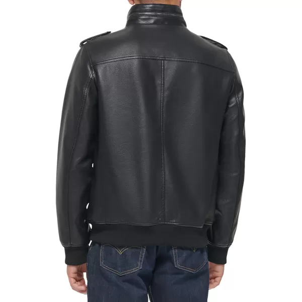 Levis Mens Faux Leather Sherpa Aviator Bomber Jacket Regular amp Big amp Tall SizesDark Black