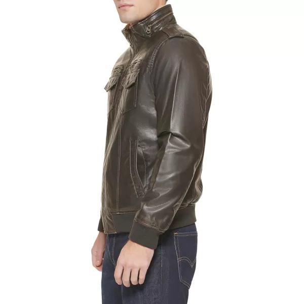 Levis Mens Faux Leather Sherpa Aviator Bomber Jacket Regular amp Big amp Tall SizesDark Brown