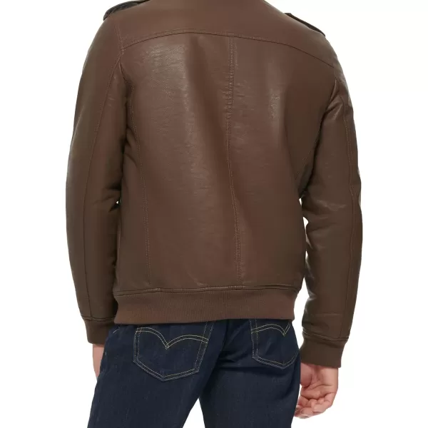 Levis Mens Faux Leather Sherpa Aviator Bomber Jacket Regular amp Big amp Tall SizesDark Earth