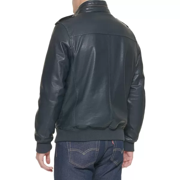 Levis Mens Faux Leather Sherpa Aviator Bomber Jacket Regular amp Big amp Tall SizesDeep Navy