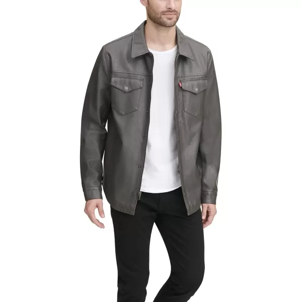 Levis Mens Faux Leather Shirt JacketCharcoal