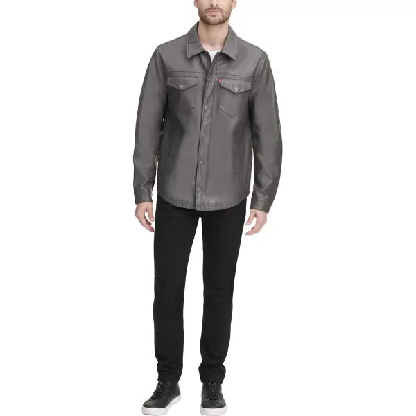 Levis Mens Faux Leather Shirt JacketCharcoal