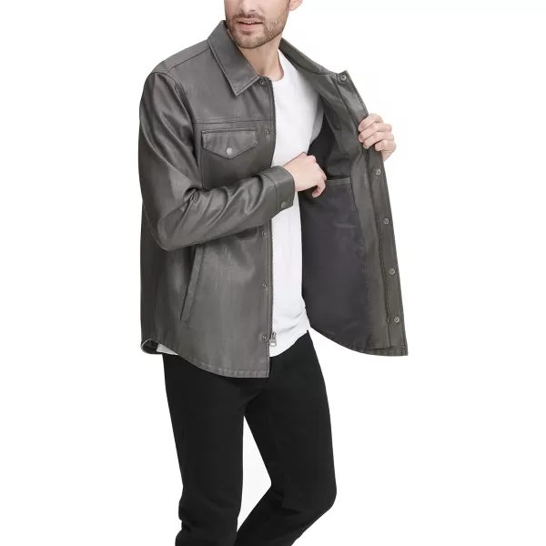 Levis Mens Faux Leather Shirt JacketCharcoal