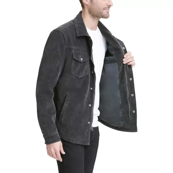 Levis Mens Faux Leather Shirt JacketCharcoal Faux Suede