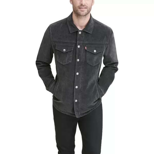 Levis Mens Faux Leather Shirt JacketCharcoal Faux Suede