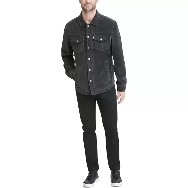 Levis Mens Faux Leather Shirt JacketCharcoal Faux Suede