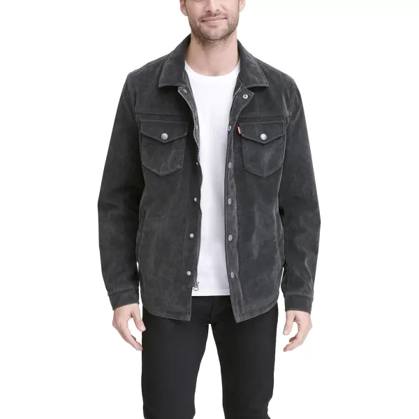 Levis Mens Faux Leather Shirt JacketCharcoal Faux Suede