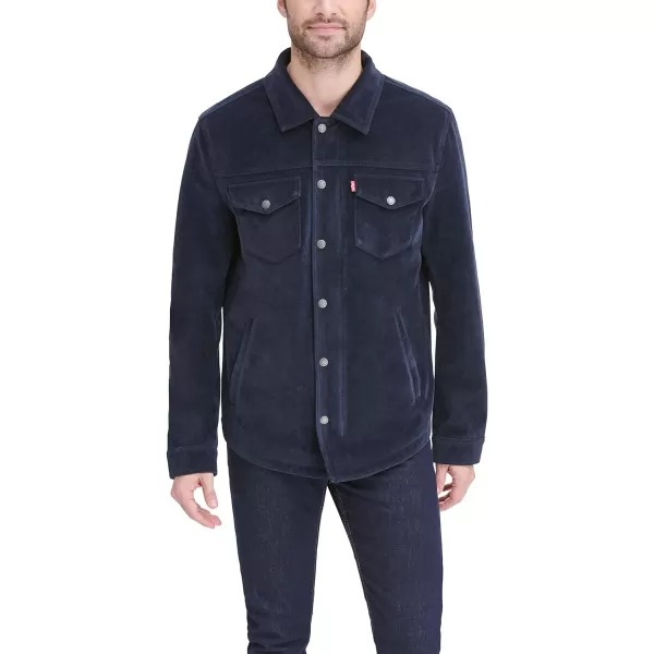 Levis Mens Faux Leather Shirt JacketNavy Faux Suede