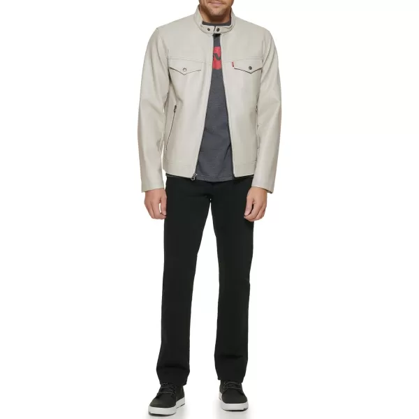 Levis Mens Faux Leather Trucker Racer JacketOyster