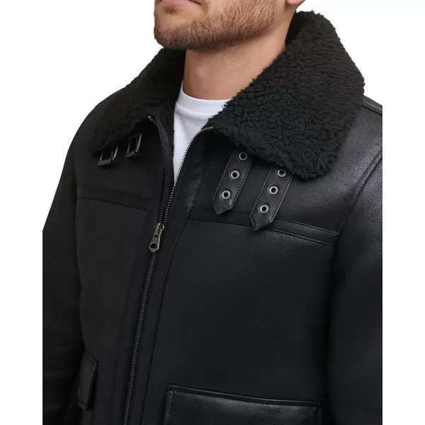 Levis Mens Faux Shearling Rancher Aviator JacketBlack