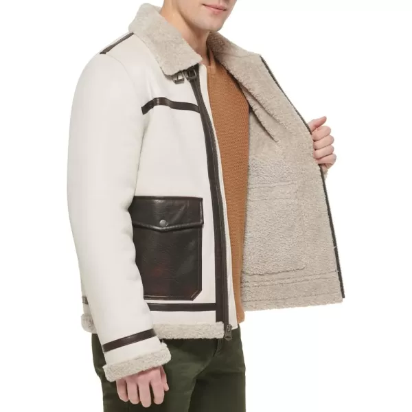 Levis Mens Faux Shearling Rancher Aviator JacketTundra