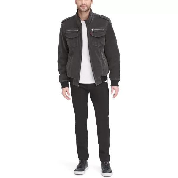 Levis Mens Faux Suede Sherpa Aviator Bomber JacketCharcoal