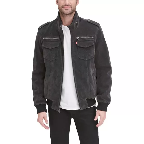 Levis Mens Faux Suede Sherpa Aviator Bomber JacketCharcoal