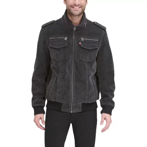 Levis Mens Faux Suede Sherpa Aviator Bomber JacketCharcoal