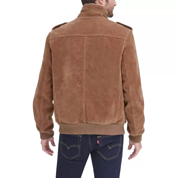 Levis Mens Faux Suede Sherpa Aviator Bomber JacketCognac