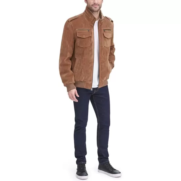 Levis Mens Faux Suede Sherpa Aviator Bomber JacketCognac