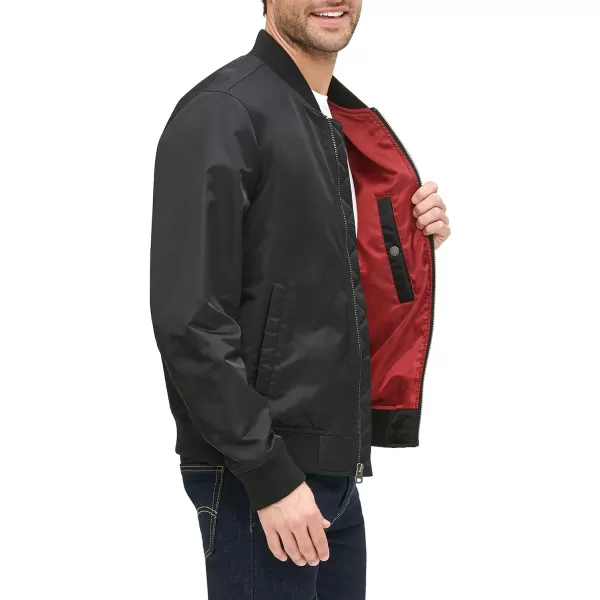 Levis Mens Flight Satin Bomber JacketBlack Classic Unfilled