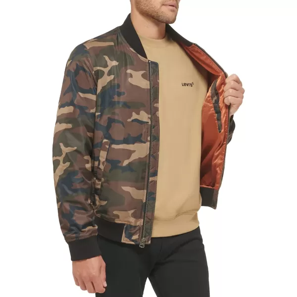 Levis Mens Flight Satin Bomber JacketCamo Classic Unfilled