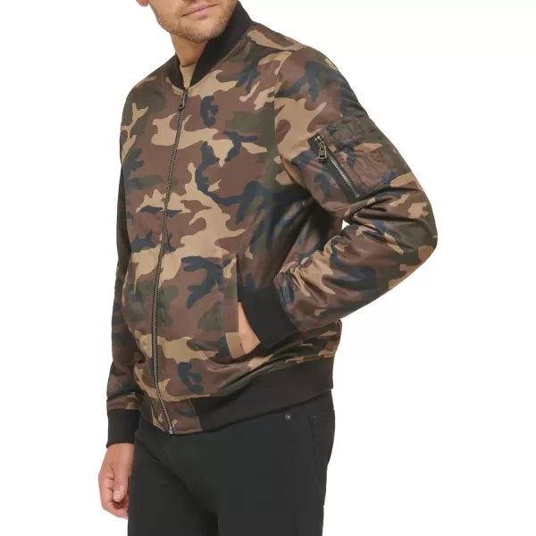 Levis Mens Flight Satin Bomber JacketCamo Classic Unfilled