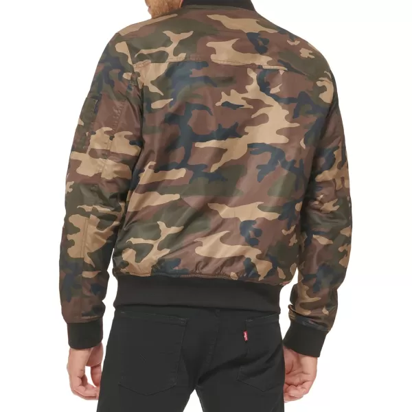 Levis Mens Flight Satin Bomber JacketCamo Classic Unfilled