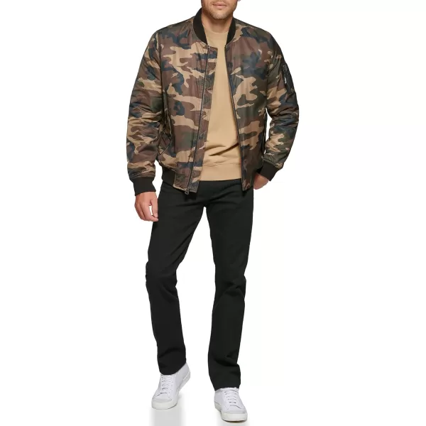 Levis Mens Flight Satin Bomber JacketCamo Ma1 Filled